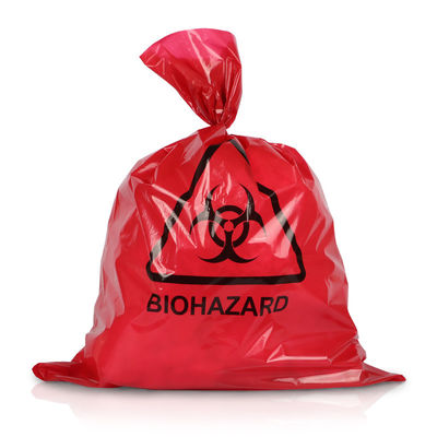 Qualität  Custom Autoclave ISO9001 Red Medical Waste Bags 65MIC LDPE HDPE Fabrik