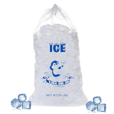 Qualität  20lb LDPE Durable Plastic Ice Bags Heat seal With Drawstring Closure Fabrik