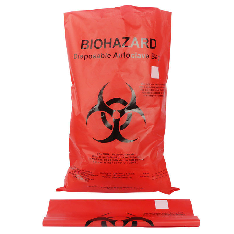 Roter gelber Autoklav Biohazard-Plastiktaschen für klinische überschüssige Tasche des Krankenhauses, medizinische überschüssige Tasche