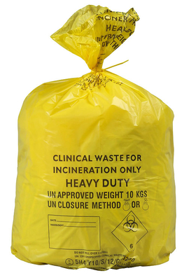 Ansteckende überschüssige Taschen-gelber klinischer Wegwerfwagen LDPE/des HDPE/MDPE