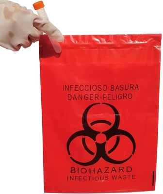 LDPE-Stock auf Biohazard-Beseitigungs-Taschen, medizinische Müllentsorgungs-Taschen