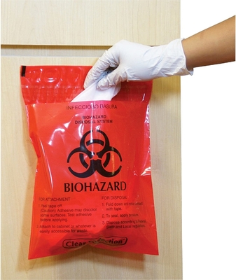 Rote Taschen-biomedizinischer Abfall LDPE mit doppelten Klebstreifen