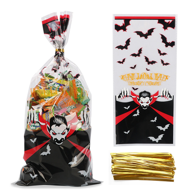 Kundenspezifische Druckzellophan-Festlichkeits-Taschen mit Torsions-Bindungen für Halloween