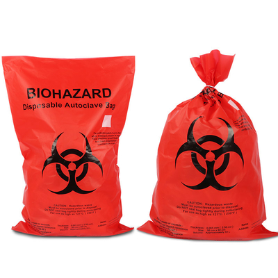 HDPE biogefährliche überschüssige Taschen mit Gravüren-Drucken fertigen Größe besonders an